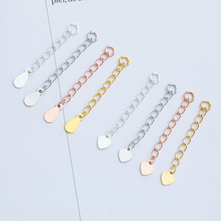 S925 Sterling Silver Necklace Plus Long Chain Love Water Droplet End Chain DIY Handmade Bracelet Extension Chain Joker 3cm Accessories