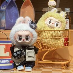 拉布布夏季度假工装套装labubu娃衣一二三代17cm