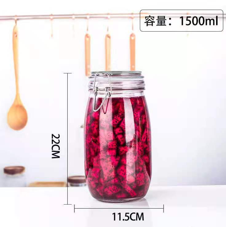 Tarro sellado de vidrio, encurtidos de alimentos, frasco de kimchi, botella de vino para el hogar, botella vacía de miel, tanque de almacenamiento pequeño