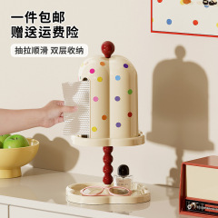 デスクトップティッシュボックス、ハイエンドのリビングルームとバスルーム、パンチフリーの家庭用多機能クリエイティブプラスチック水玉模様のティッシュボックス