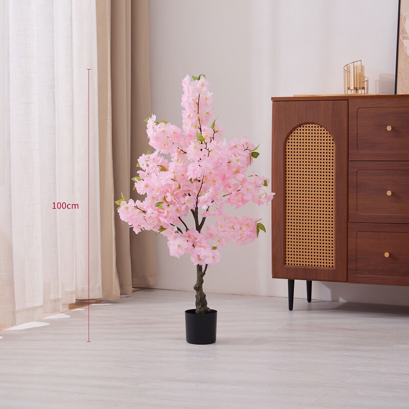 クロスボーダーシミュレーション桜の木と緑の植物ホームリビングルーム床置き偽木シミュレーション桜床置きシーン小道具|undefined