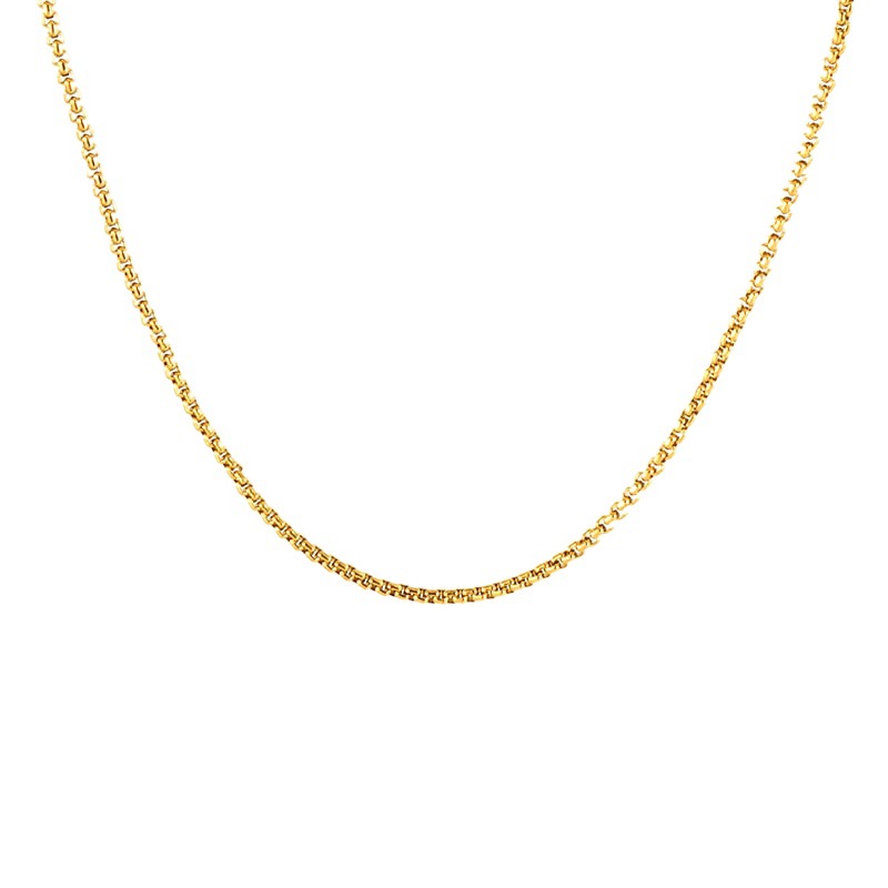 Cadena de acero inoxidable 304 con acabado de fabricante al por mayor, cuentas con baño de vacío de 18K, collar de acero titanio DIY denso.