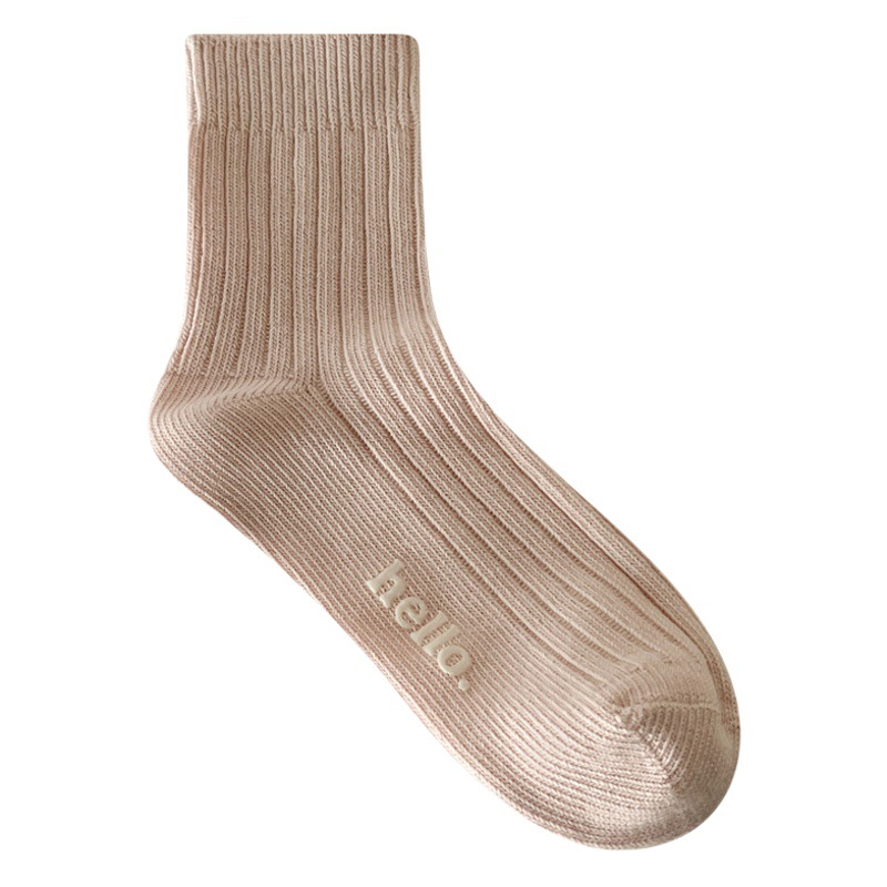 Suxinaimin otoño e invierno nuevo macaron calcetines japoneses frescos Corea del Sur color crema zhuji calcetines de algodón a media pierna