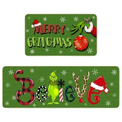 アマゾンクリスマスグリーンキッチン吸水マット2点セット玄関ドアマット祝日装飾カーペット