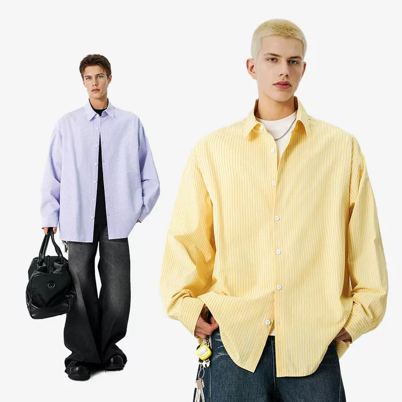 捷展YOU货|防风条纹衬衫25秋季新品潮牌薄款开衫翻领男士休闲长袖