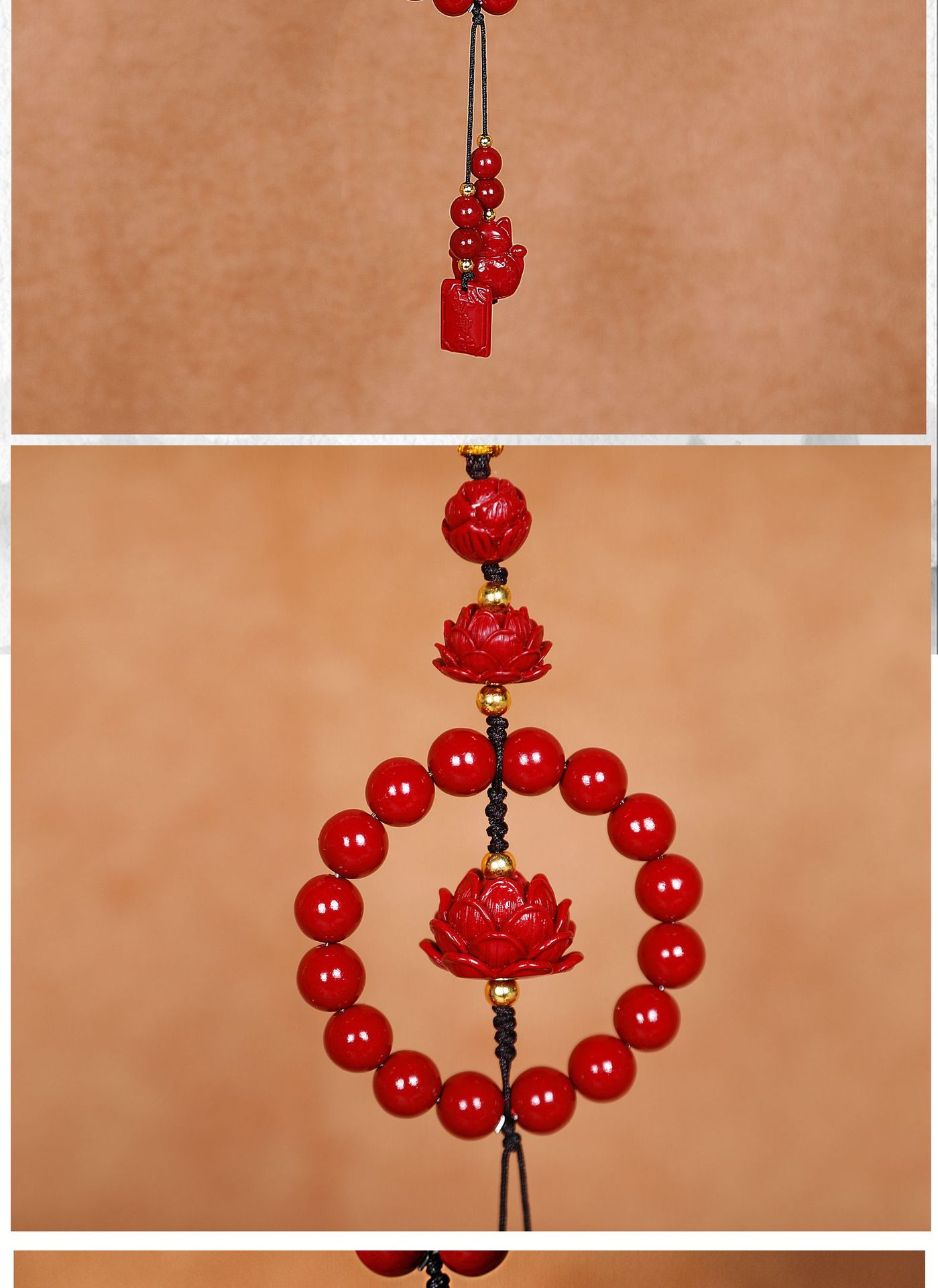 Purple Sandstone Car Pendant with a High-End Feel, Cinnabar Lotus Car Hanging Ornament for the Year of Birth, Rearview Mirror for Safety, Men