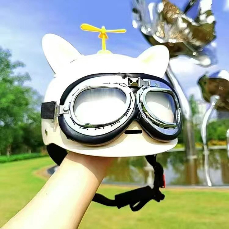 베이지 - 쌀 고양이 귀 - 투명 거울