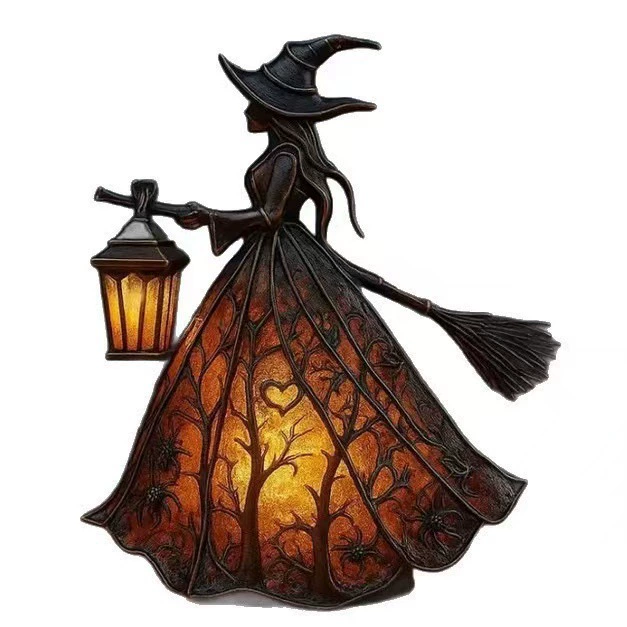 [跨境新品Halloween witch lights万圣节女巫提灯哥特式家居装饰]