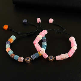 热销方糖定纪念彩图圆形跨境花纹制礼物照片新款手绳手链投影