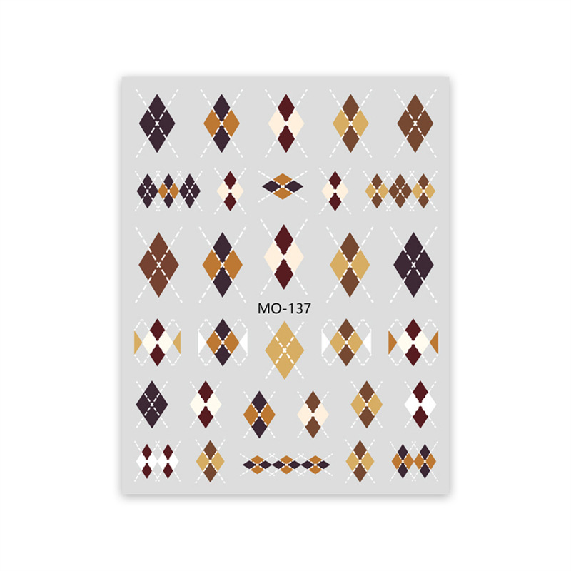 Nueva Maillard Otoño e Invierno diamante Plaid uñas pegatinas delgada resistente alivio color a juego uñas pegatinas simple con adhesivo