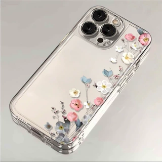 蝴蝶花草苹果16PROMAX手机壳iPhone17软壳15创意14防摔13透明