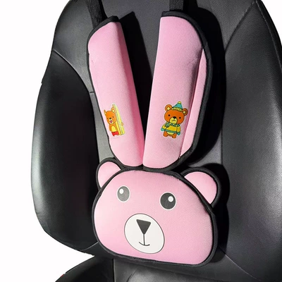 Seat belt shoulder pad Belt Limiter Holder Car - pink-thickened-cotton-bear-head-shoulder-shield
