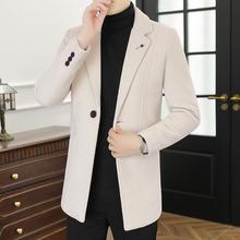 2025新款秋冬季中长款毛呢大衣男潮休闲西装领金貂绒呢子风衣外套