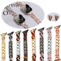 適用蘋果Apple Watch8單排牛仔鏈金屬樹脂錶帶iwatch手錶樹脂錶帶