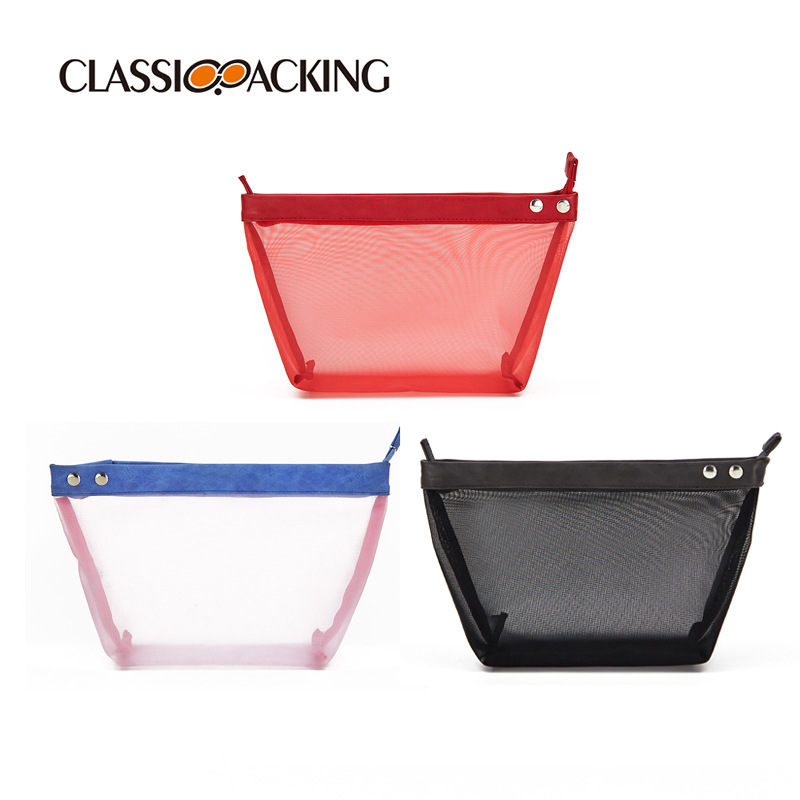 2022 bolso cosmético simple del estilo japonés y coreano malla bolso cosmético del almacenamiento del bolso del lavado de la capacidad grande con el logotipo impreso