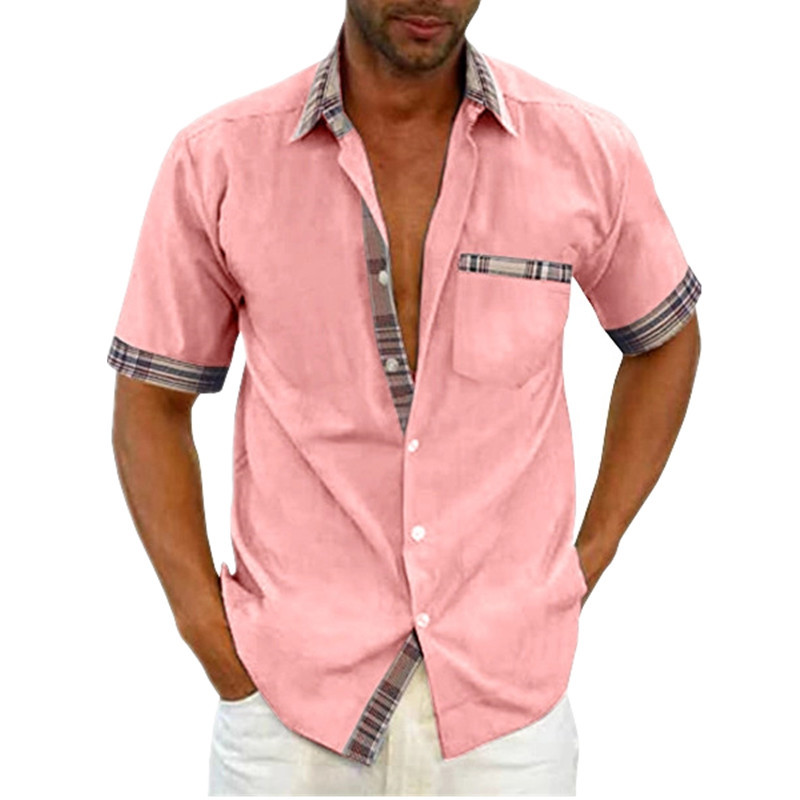 Nueva camisa casual de primavera 2023 para hombres sin planchar cardigan manga corta moda urbana solapa camisa de hombre