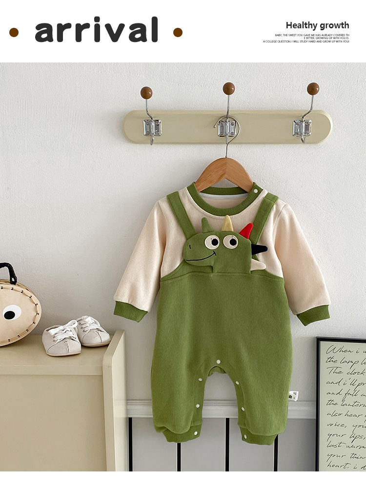 Ensemble barboteuse bébé motif dinosaure deux pièces_voghion.com