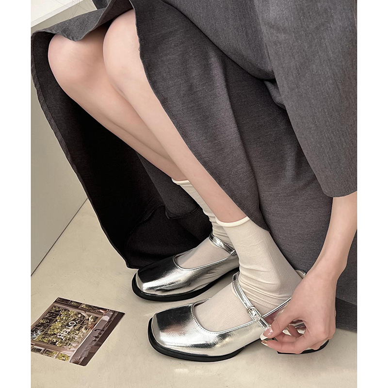 Versatile shallow cut square toe French single shoe for women's 2023 Spring Autumn New Evening Shoes with thick heels_voghion.com