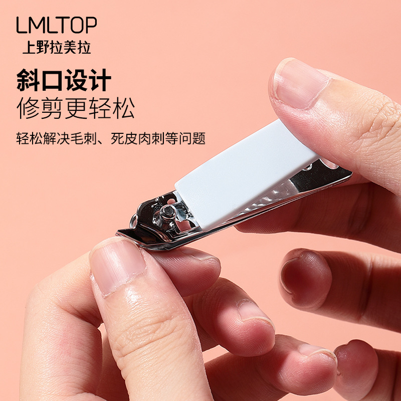 Lmltop a cuadros cortaúñas 2-pieza plana oblicua cortaúñas traje de acero inoxidable manicura herramientas sy543