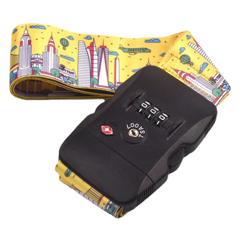 One-Word Customs Lock Luggage Strap Amazon Tsa Combination Lock Suitcase Packing Strap Travel Essential Tsa