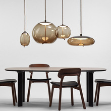 北欧现代简约客厅餐厅吧台床头装饰灯具工业风创意单头玻璃吊灯