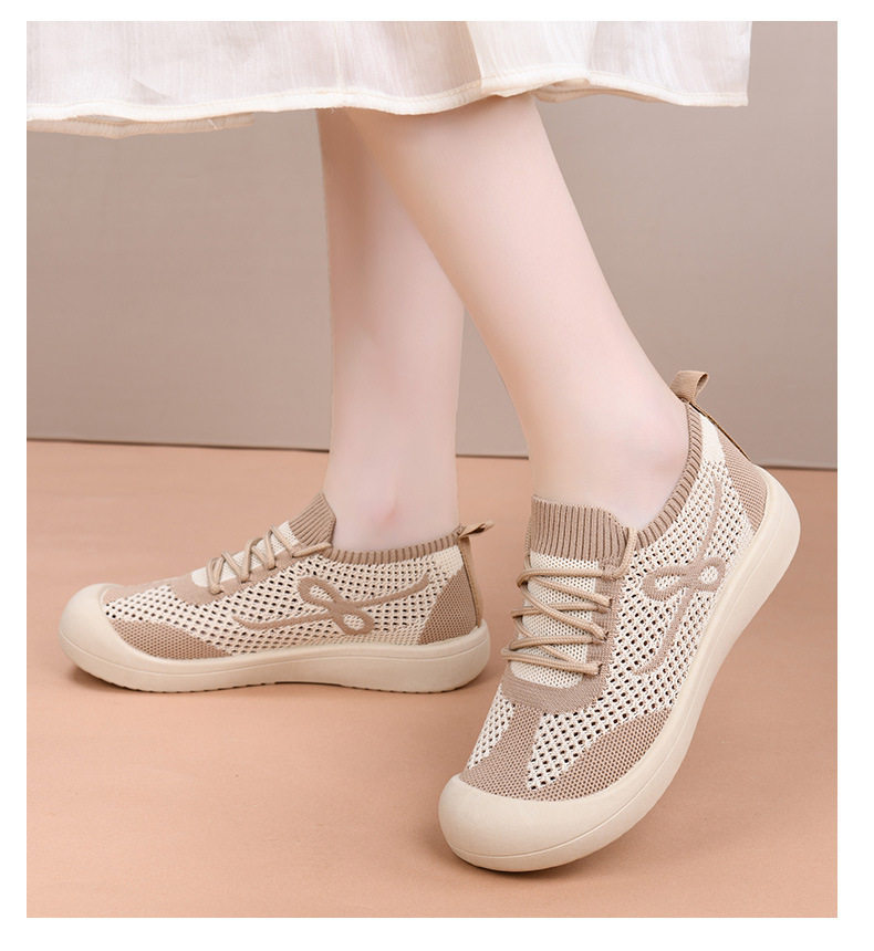 Giày lười nữ vải lưới thoáng khí đế bằng mềm, kiểu dáng một lớp dễ mang — Kaki dệt vải bay nữ, Nữ dệt thoi-vàng be, Nữ dệt thoi-đen chi tiết 27