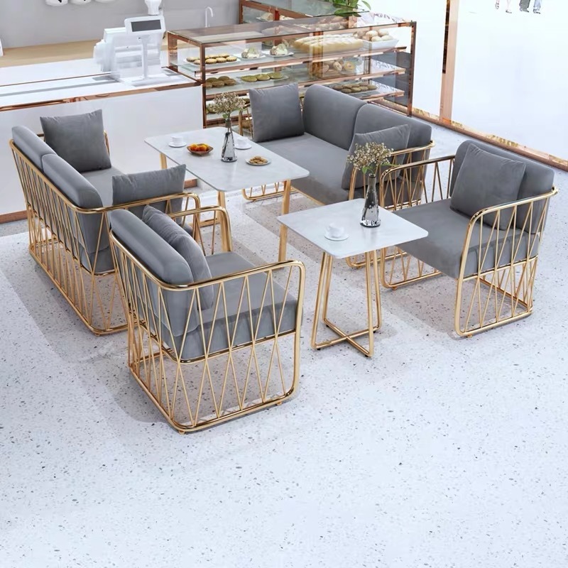 Sofá pequeño, tienda de té de leche, café, sofá de tarjeta para dos personas, sala de estar, postres, mesas y sillas, combinación simple image 5