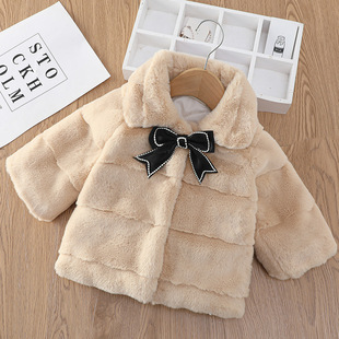 One and a half year old girls winter clothes baby girls cotton-padded winter fleece-lined thickened baby children's imitation fur coat new year clothes