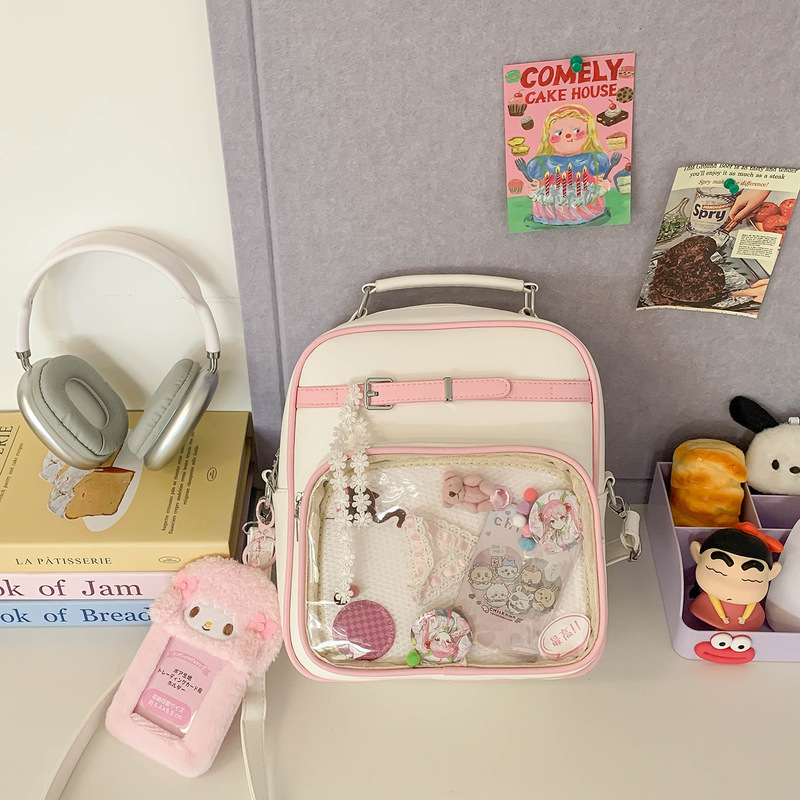 2025 Two-Dimensional Schoolbag Female Student Large-Capacity Backpack Transparent Bar Millet Tie Board Pain Bag Casual Backpack 2025 Two-Dimensional Schoolbag Female Student Large-Capacity Backpack Transparent Bar Millet Tie Board Pain Bag Casual Backpack