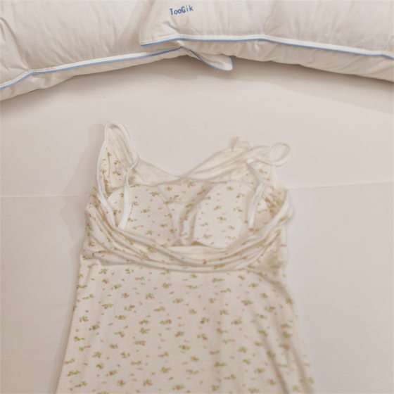 Women's Summer Thin Modal Cotton Sweet Pure Style High-grade Sling Nightdress with Chest Pad
