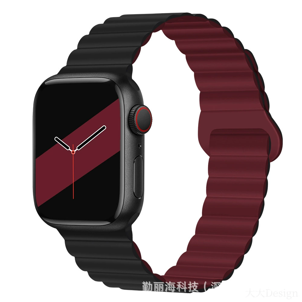 Силиконовый магнитный ремешок для Apple Watch iWatch 10/AppleWatch 9, двухцветный, размеры 38/40/41 & 42/44/45/49 мм