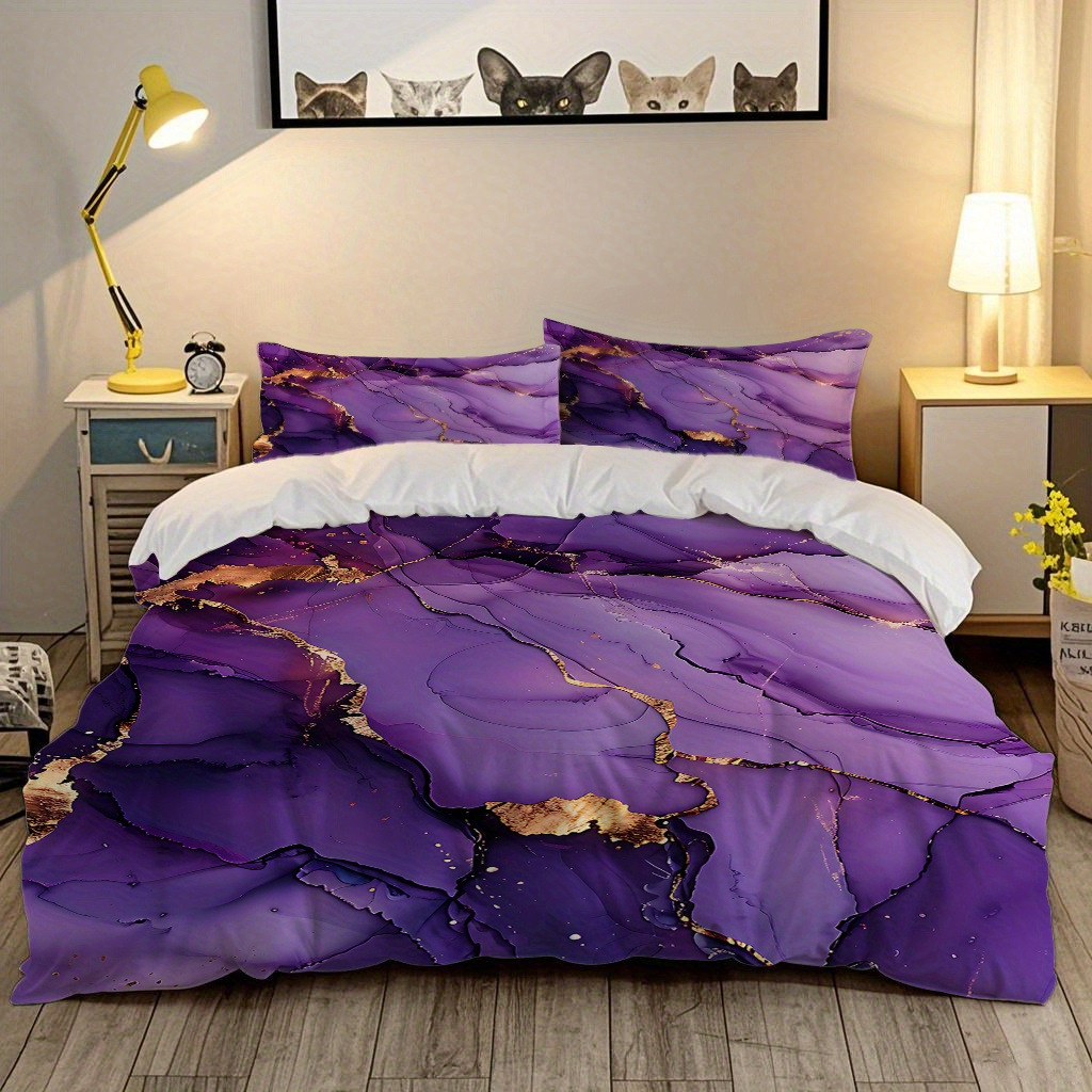 TEMU / JIT negro y blanco textura de mármol molienda impresión digital kit de colcha de tela para el hogar se puede diseñar