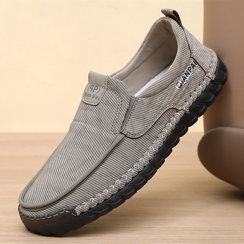 Old Beijing Cloth Shoes Men's Shoes Spring & Fall Breathable Middle-Aged and Elderly Dad Driving Shoes Soft Sole Non-Slip Slip-On Casual Shoes