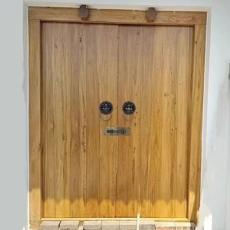 Solid Wood Gate Double Door Entry Door Chinese Antique Courtyard Gate Old Elm Rural Villa Gate