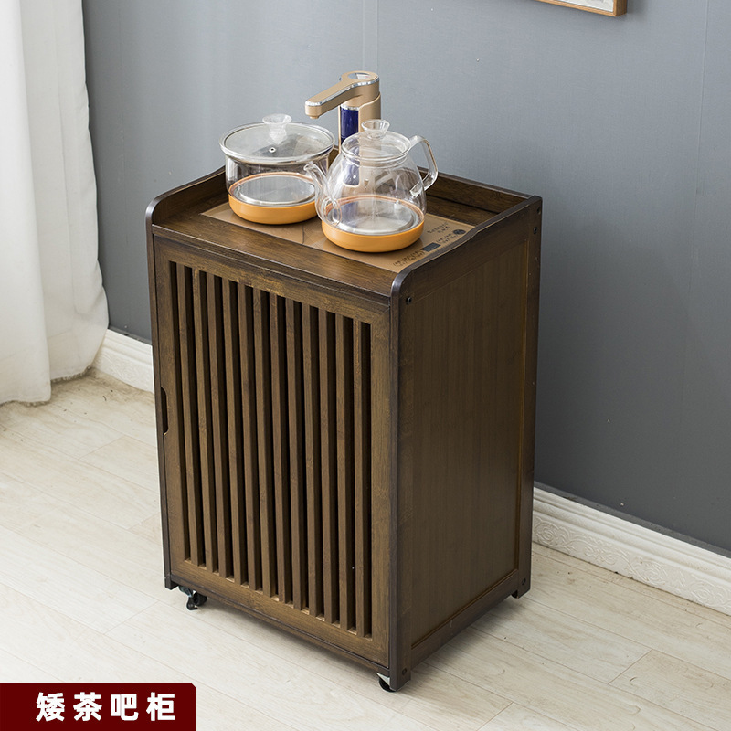 茶桌家用小茶台边柜侧柜实木泡茶吧茶几烧水壶一体水桶架茶水柜子|undefined