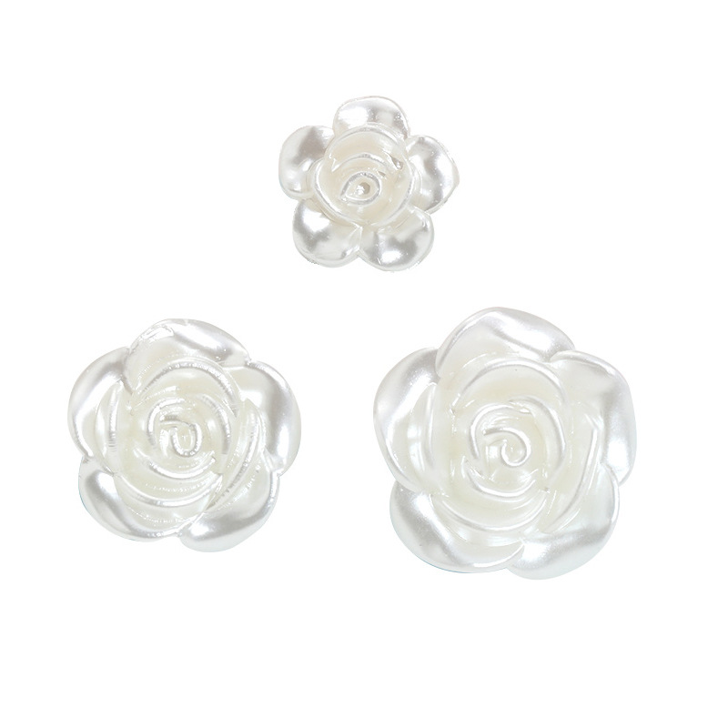 Resalte ABS perla de imitación con agujero beige camelia horquilla joyería accesorios para el cabello perlas de bricolaje al por mayor accesorios Yake