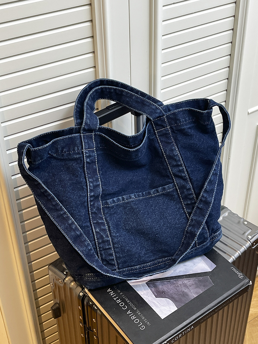 牛仔帆布包日系韩版女大学生单肩包文艺帆布袋购物袋轻便托特包