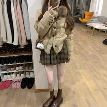 2025冬季新款小个子学生毛领棉衣棉袄厚外套巨好看韩系短款棉服女