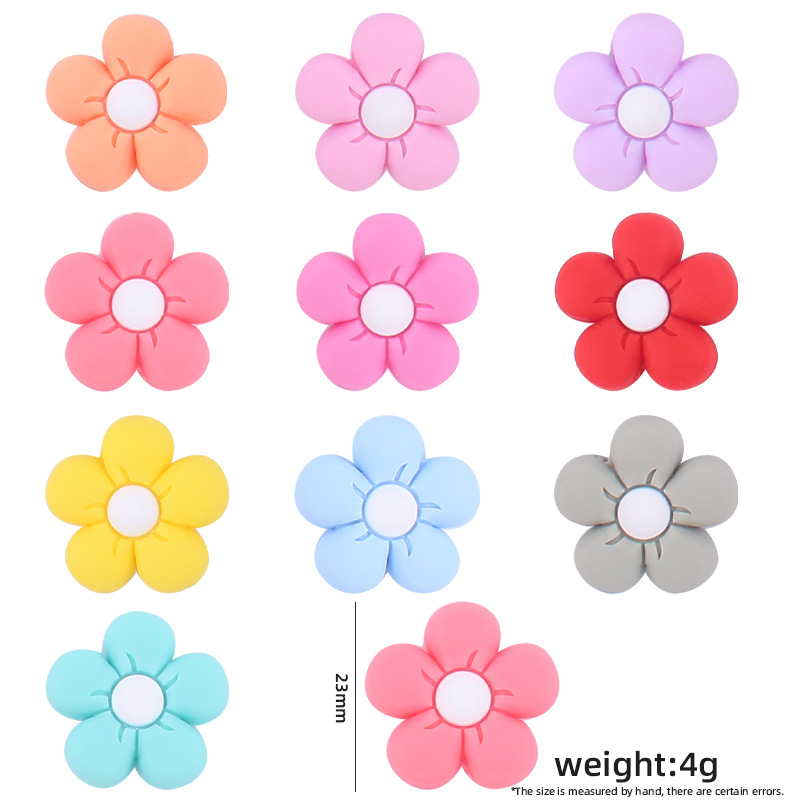 Bebé de dibujos animados silicona flor pequeña mordedor bebé creativo DIY chupete cadena pulsera juguete Accesorios