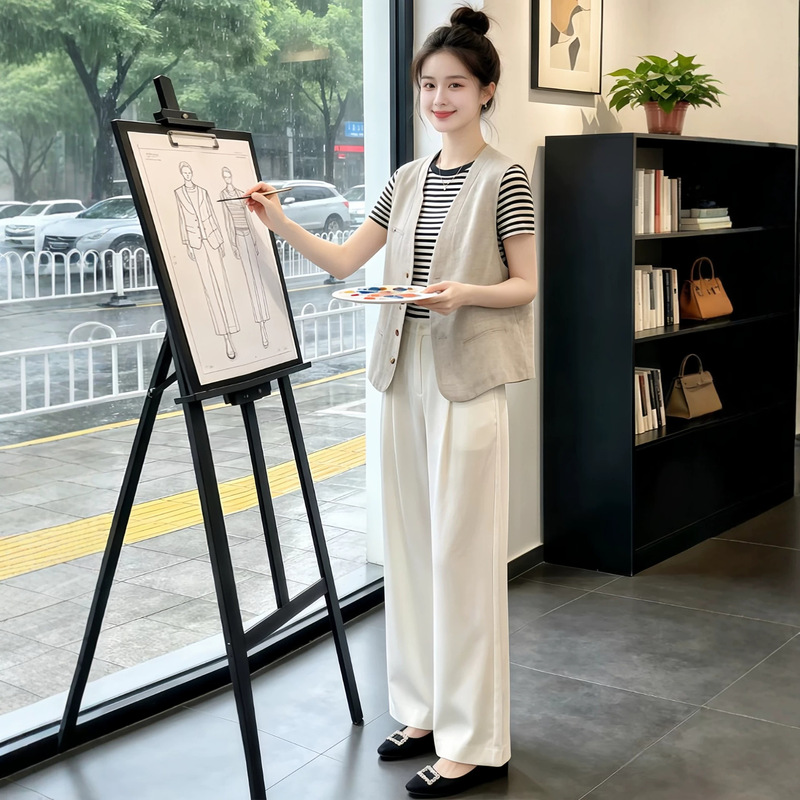 Source Factory Linen V-Neck Suit Vest for Women, Summer Thin Stylish Outerwear Top A4610 Source Factory Linen V-Neck Suit Vest for Women, Summer Thin Stylish Outerwear Top A4610