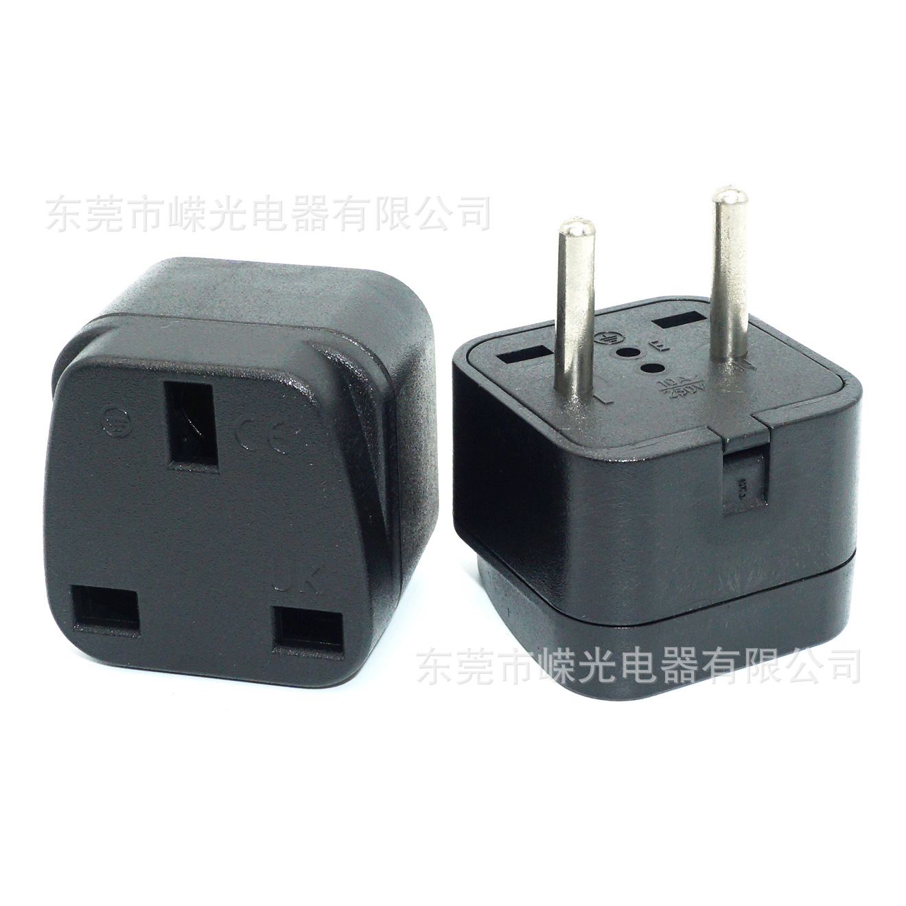 UK-9A 4.0欧规插脚南美洲中东插头英规转欧规CE英式转欧标两圆脚