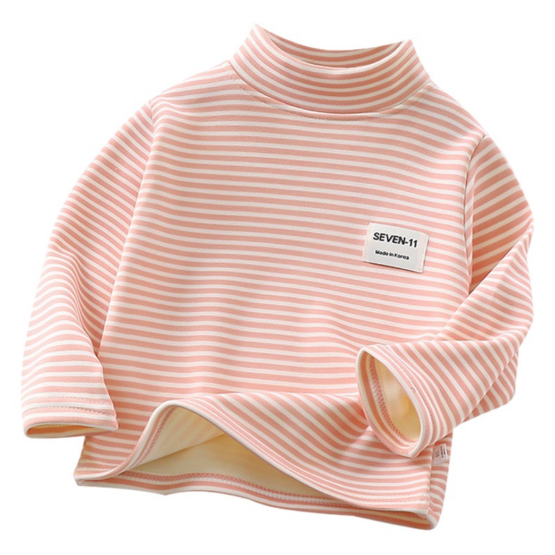 Manufacturer's New Winter Kidsren's Warm Tops for Boys and Girls with Stripesd Tops and Velvet Thickeneded Korean Style Kidsren's Clothing