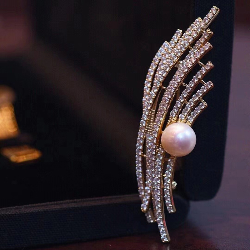 [DIY accessories] New Elegant Lady zircon brooch pin accessories Pearl beeswax Jade corsage Holder