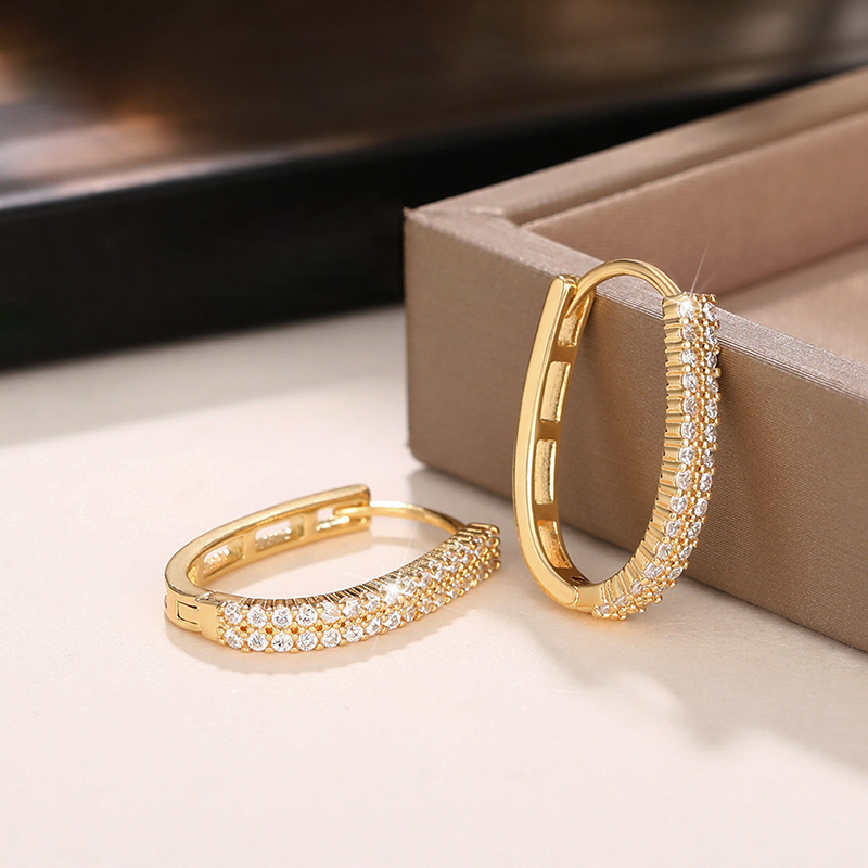 Sparkling U-shaped Drop Earrings French Style Textured Jewellery_voghion.com