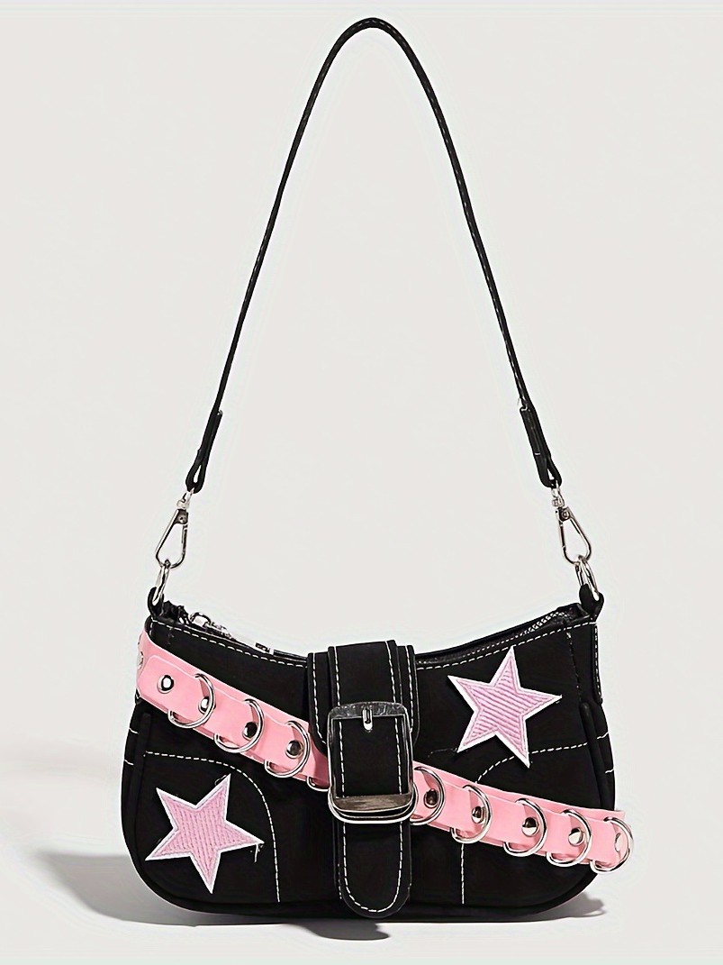 Bolso de diseño de nicho de mujeres punk pentagram, bolso de hombro, bolso de brazo de alta calidad de chicas dulces y calientes.