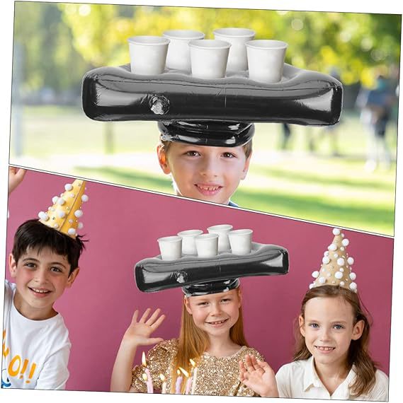 Cross-Border Spot Pvc Inflatable Triangle Hat Table Tennis Throwing Game Hat Holder Inflatable Cup Holder Beverage Coaster Customization