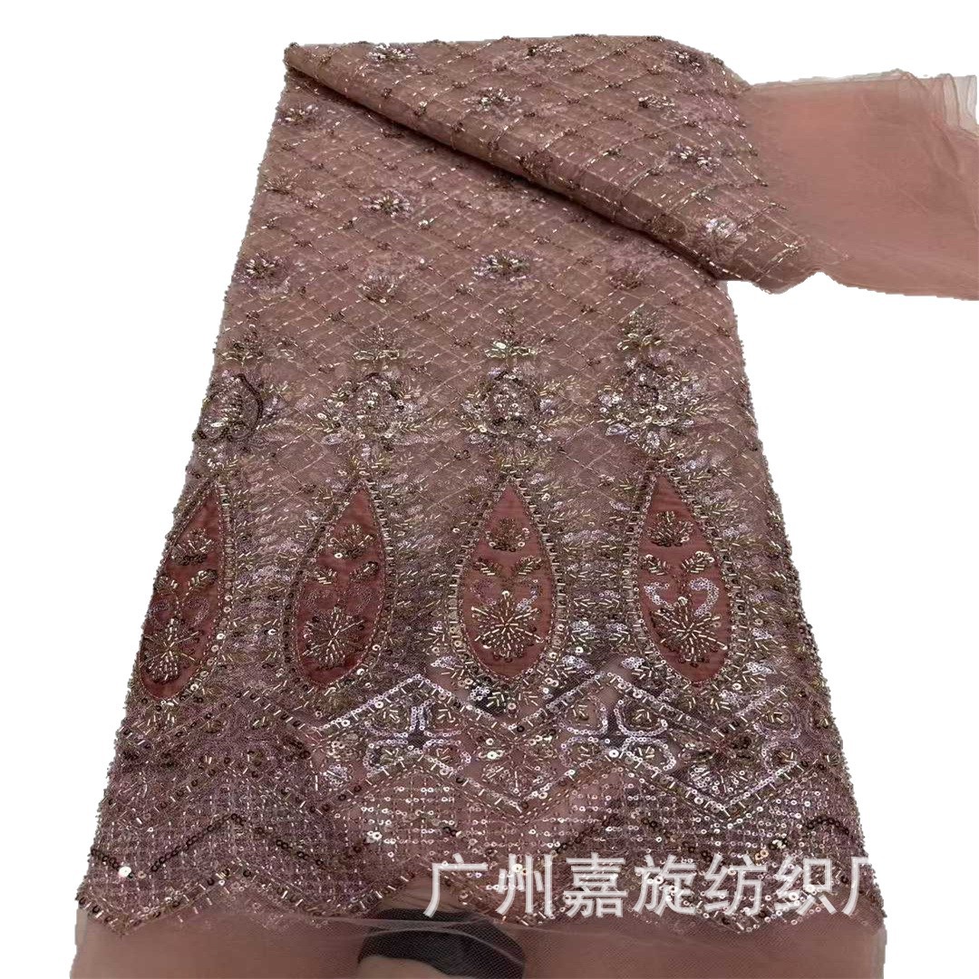 Oriente Medio Xinjiang trajes nacionales cuadrícula sequillas bordado tubo de perlas vestido de boda falda tela bordado encaje