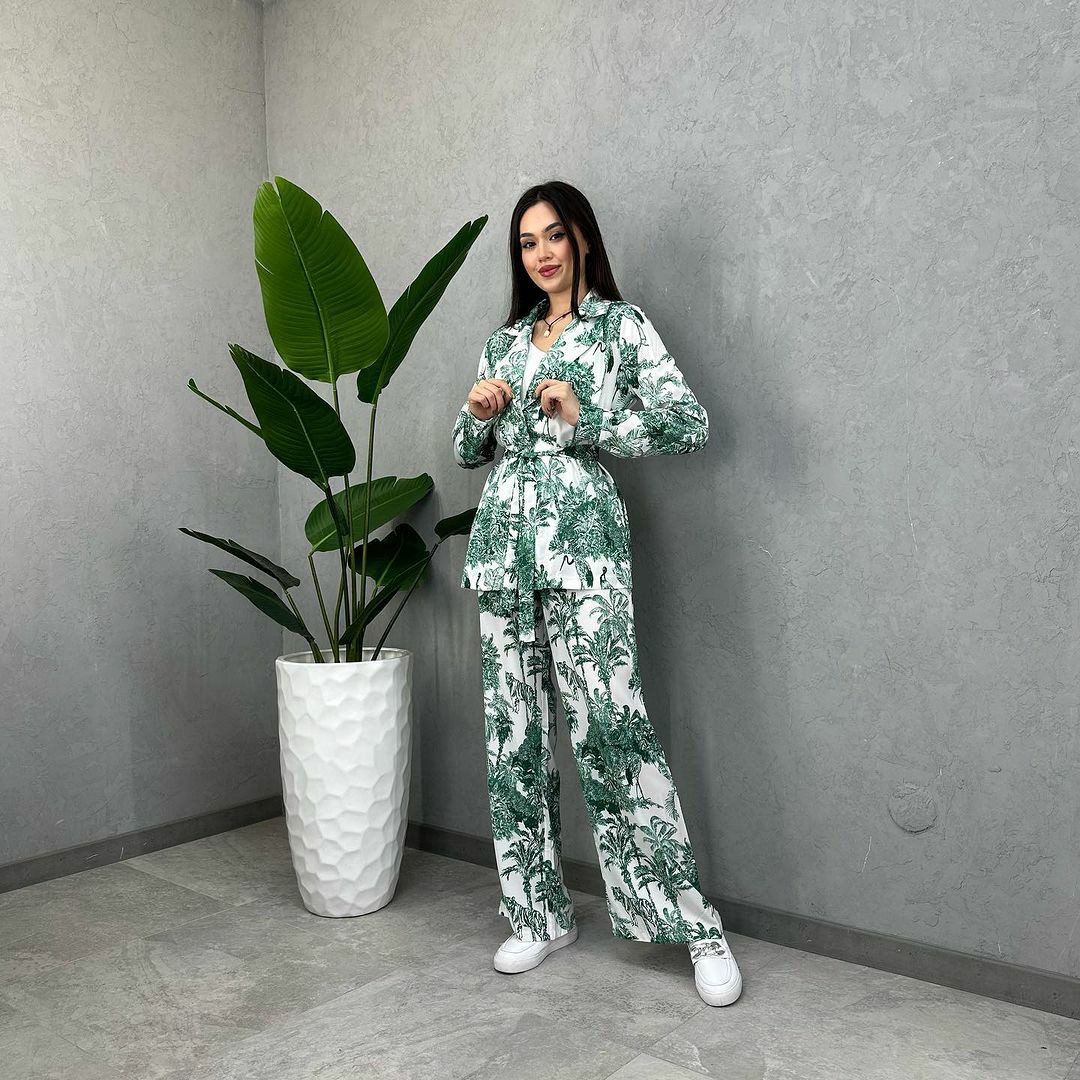 Holiday Daily Women's Vacation Plant Polyester Printing Pants Sets Pants Sets display picture 8