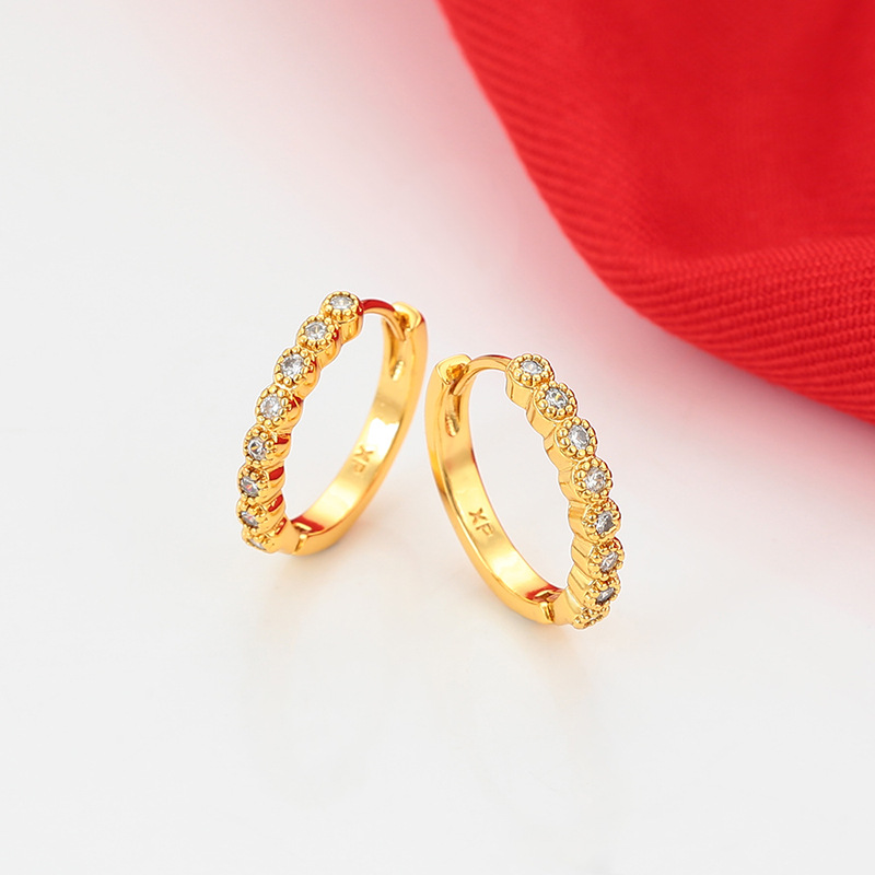 Xuping aleación de cobre chapado en blanco incrustado una sola fila de zircon simple auriculares de moda aretes geométricos clásicos auriculares mayoristas