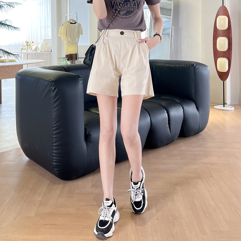 休闲短裤女2026夏季新款高腰A字阔腿裤休闲西装工装腰带短裤外穿